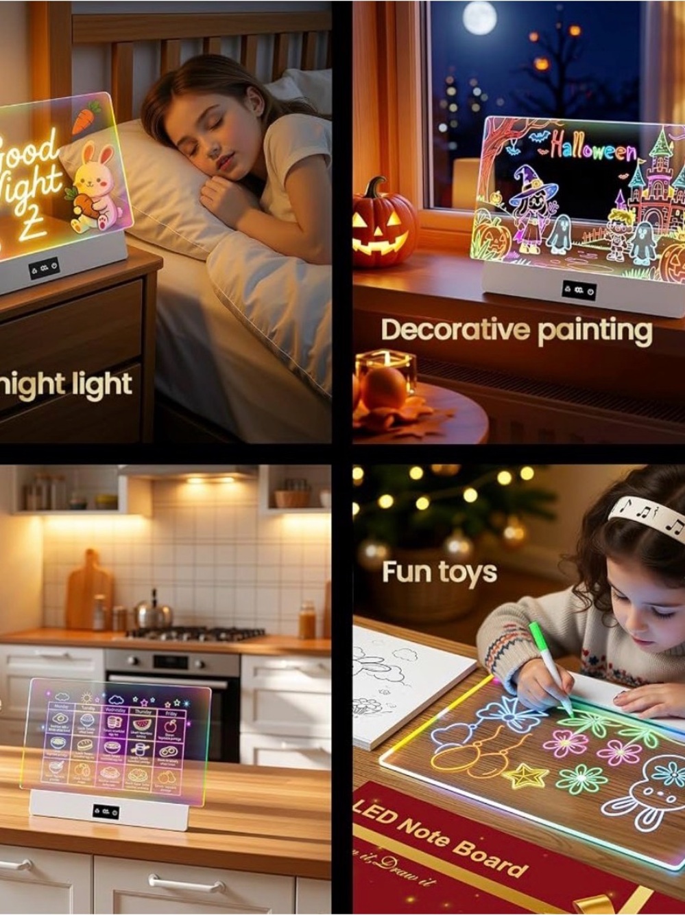 LED Note Board Light Panel - Colorful Illuminated Drawing & Message Board